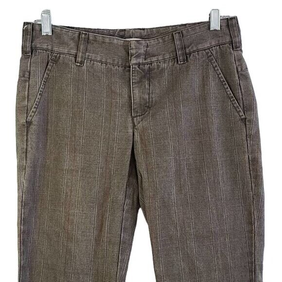 VINCE Brown Plaid Trouser Cotton Blend Side Pockets Size 2 - Picture 2 of 8